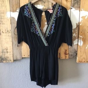 Flying Tomato boho embroidered v neck romper